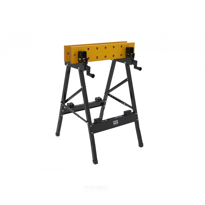 HBM Heavy Duty Foldable Portable Workbench with Tiltable Worktop and 150 Kg. Capacity