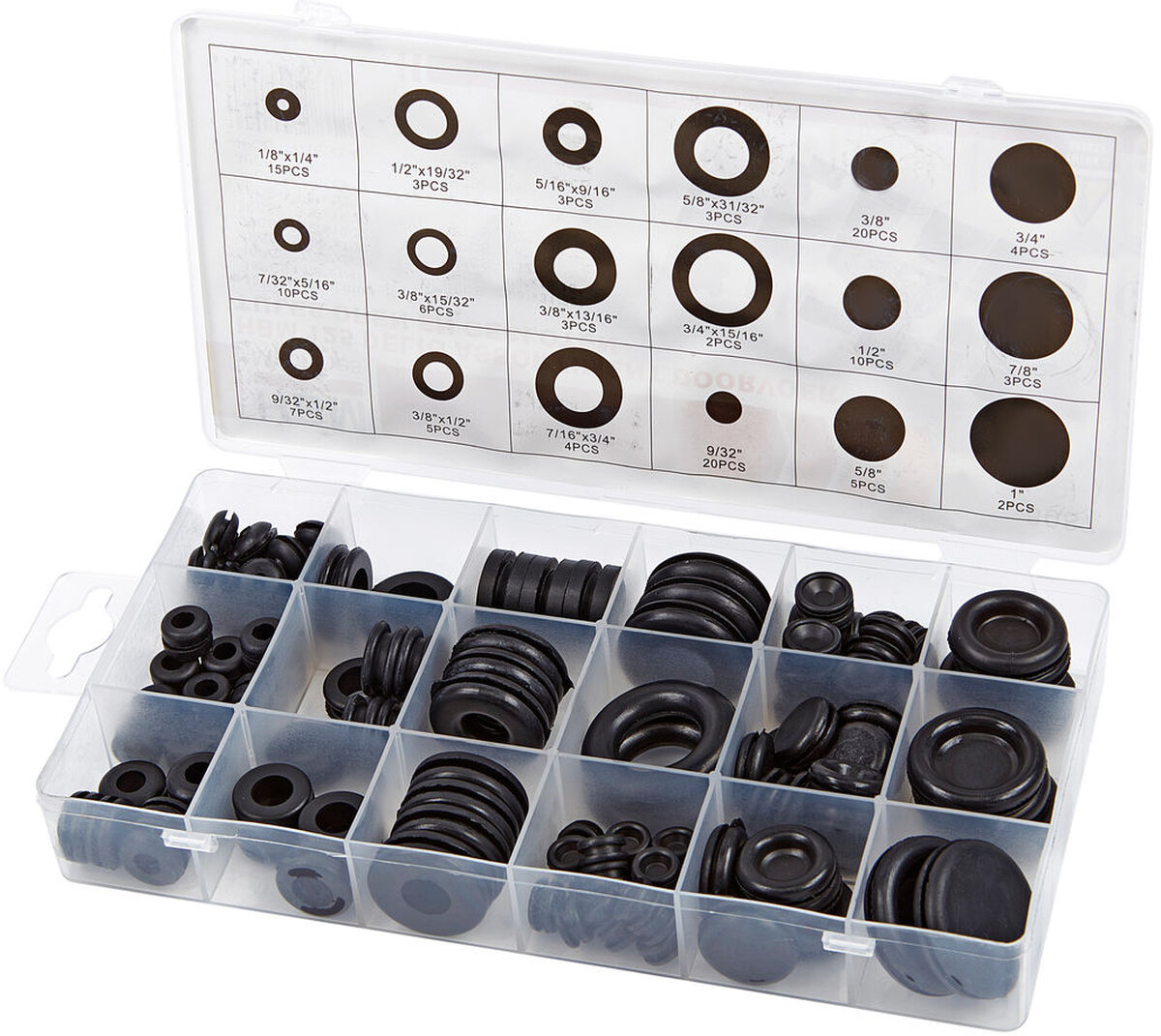 HBM 125 Delig Sortiment av grommets åpne og lukkede