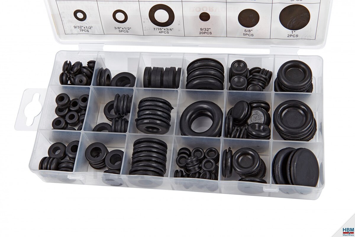HBM 125 Delig Sortiment av grommets åpne og lukkede