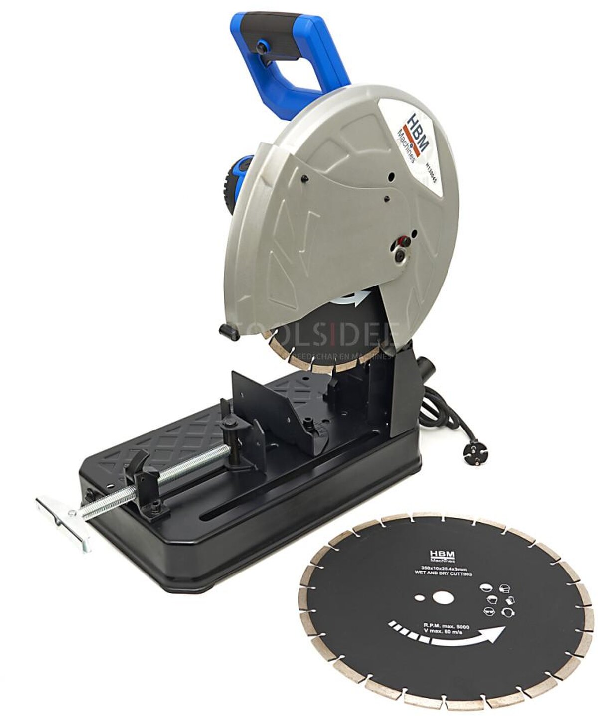  HBM 350 mm:n ammattimainen kivisahakone - 2300 W, sisältää 2 timanttisahanterää