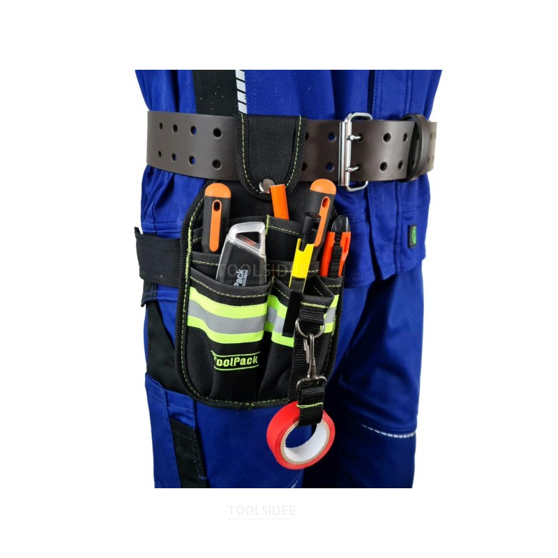 Toolpack kompakter Warnschutz-Werkzeughalter, Reflektionsstreifen, extra breite Gürtelschlaufe und Hosenclip aus Metall