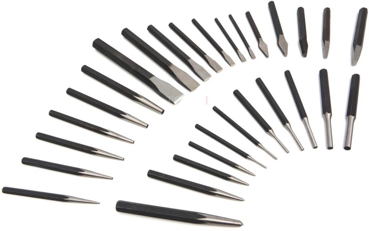 HBM 29-piece cold chisel, pen extruder and punch set HBM 29-piece cold chisel, pen extruder and punch set