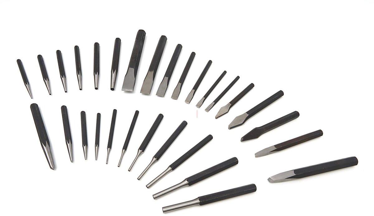 HBM 29-piece cold chisel, pen extruder and punch set HBM 29-piece cold chisel, pen extruder and punch set