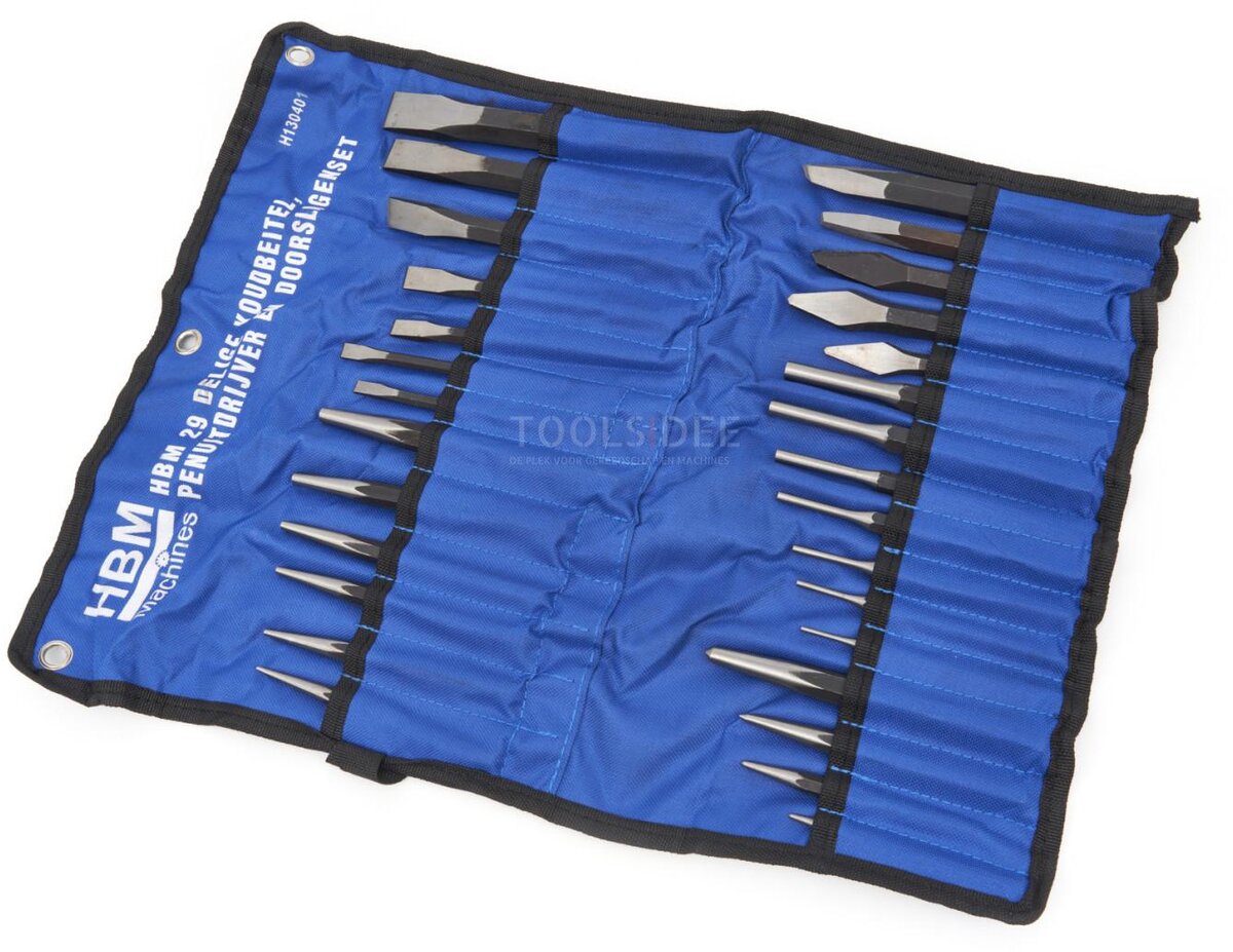 HBM 29-piece cold chisel, pen extruder and punch set HBM 29-piece cold chisel, pen extruder and punch set