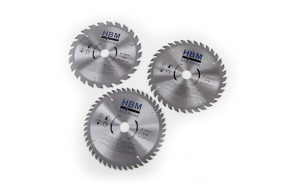  HBM 160mm. 3-osainen ammattipyörösahan teräsarja upposahalle