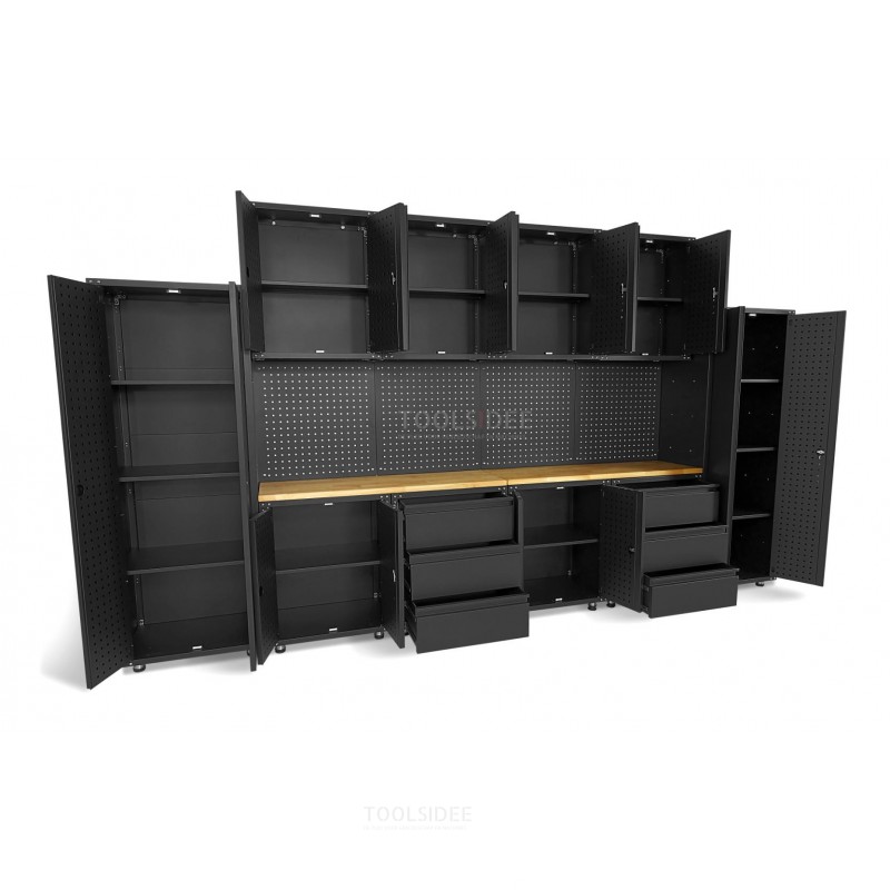 Sistema de taller modular premium HBM de 16 piezas, negro mate