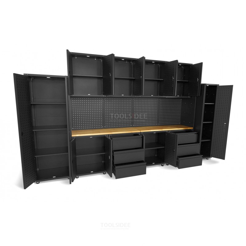 Sistema de taller modular premium HBM de 16 piezas, negro mate
