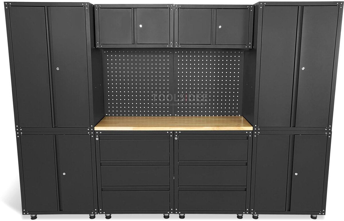 HBM modulares Premium-Werkstattsystem, 11-teilig, mattschwarz