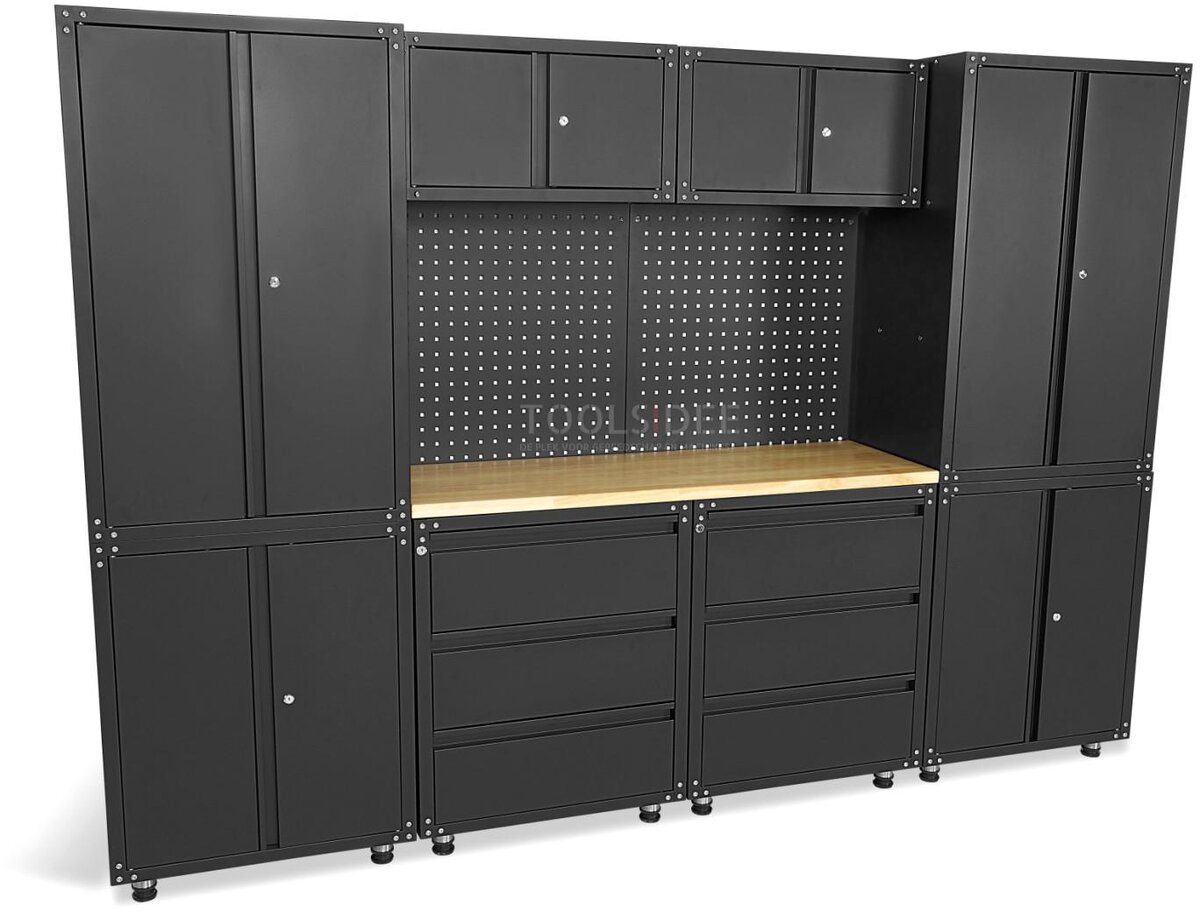 HBM modulares Premium-Werkstattsystem, 11-teilig, mattschwarz