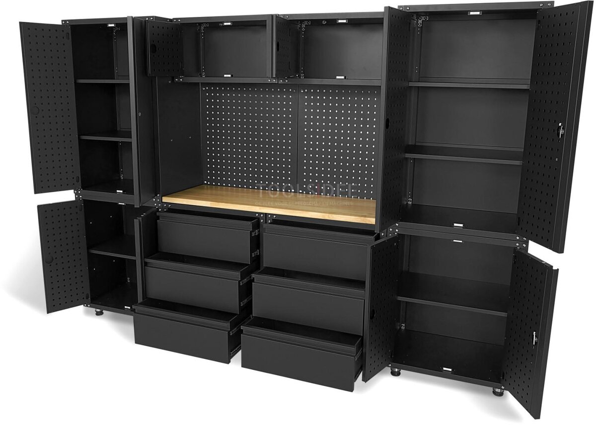 HBM modulares Premium-Werkstattsystem, 11-teilig, mattschwarz