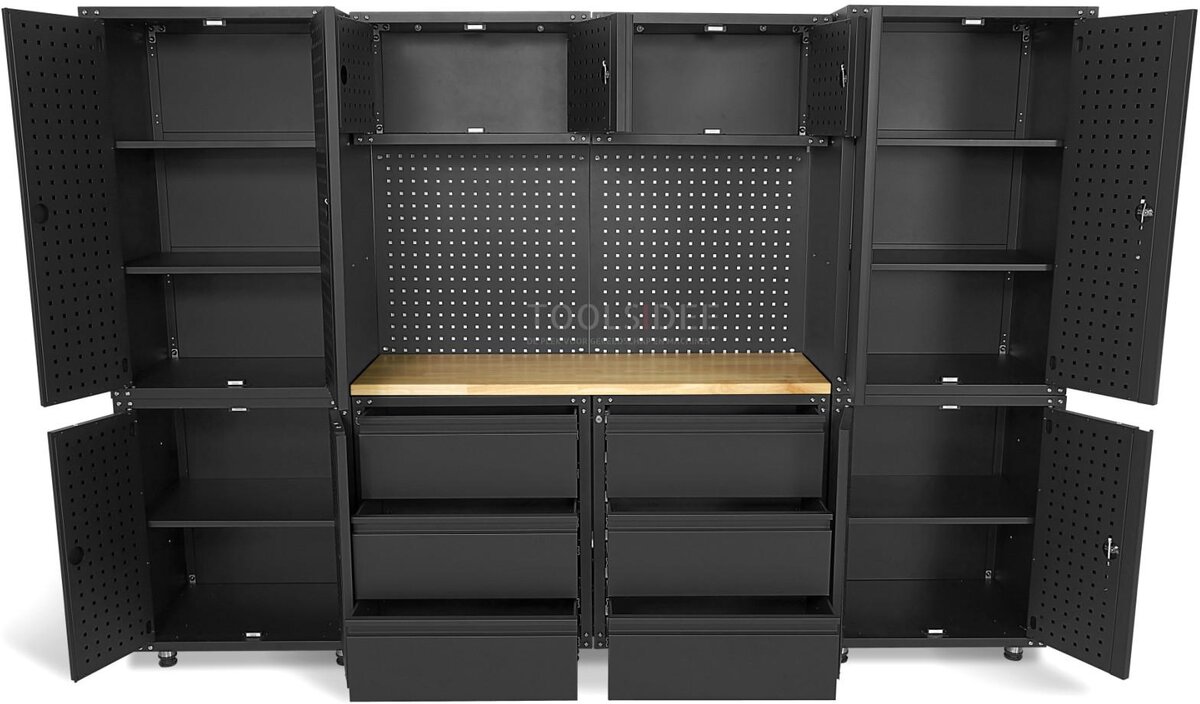 HBM modulares Premium-Werkstattsystem, 11-teilig, mattschwarz