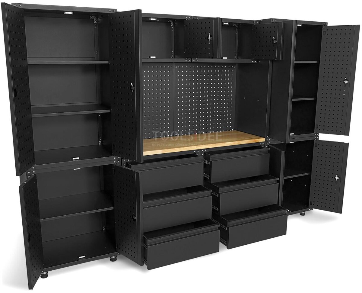 HBM modulares Premium-Werkstattsystem, 11-teilig, mattschwarz