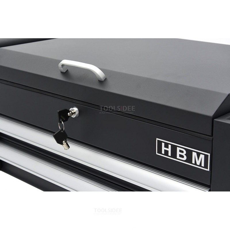Carrello portautensili HBM a 2 cassetti con 2 piattaforme e vano portaoggetti