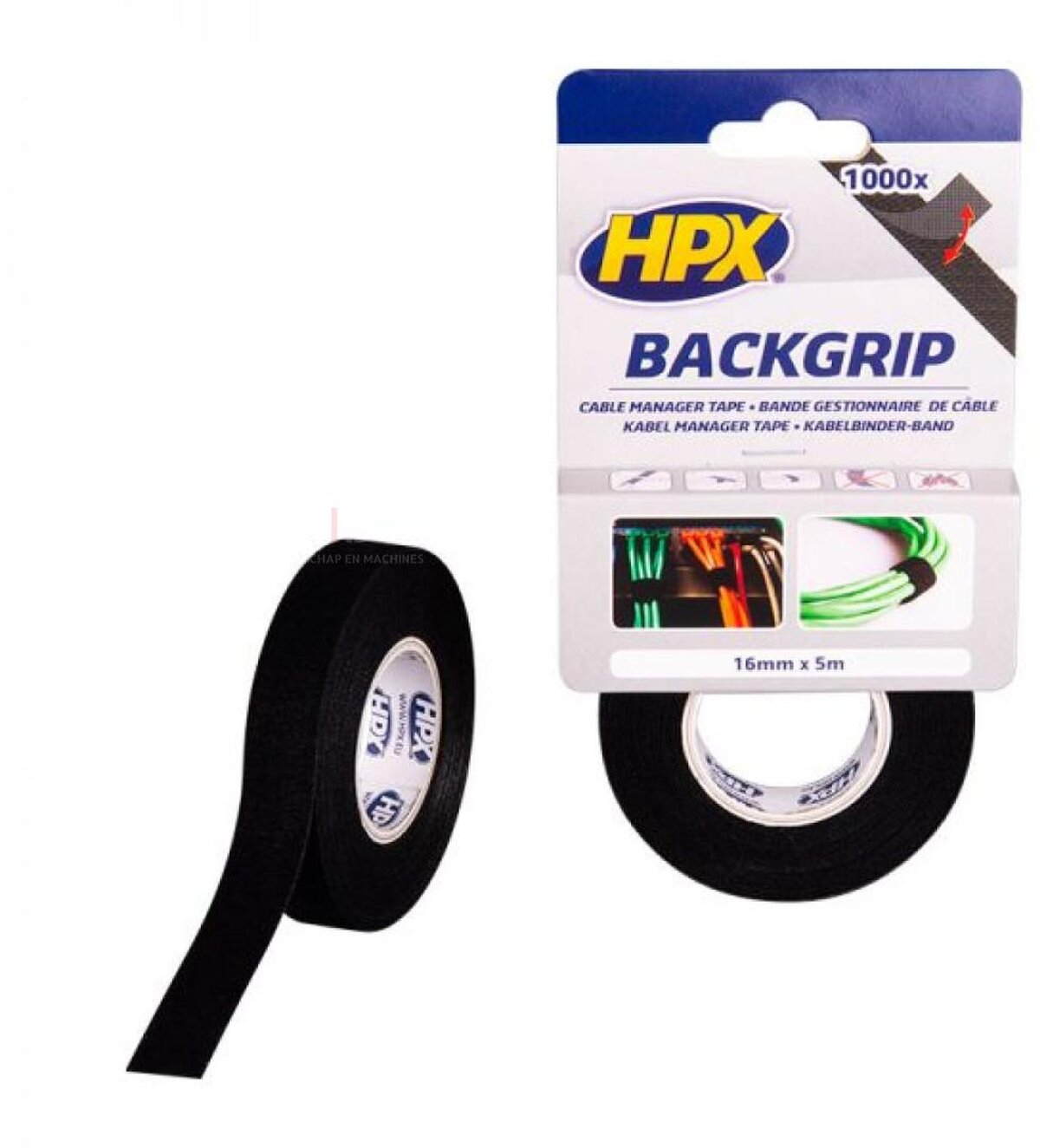 HPX Back grip  zwart 16mm x 5m 