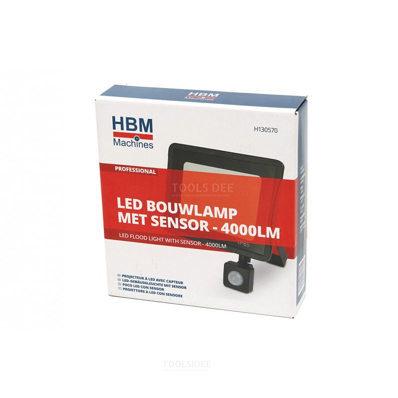 HBM LED-konstruksjonslampe med sensor 50 watt - 4000 lumen, 6500K