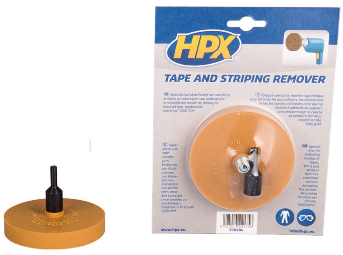 HPX Tape & striping remover: kunststofschijf + as 