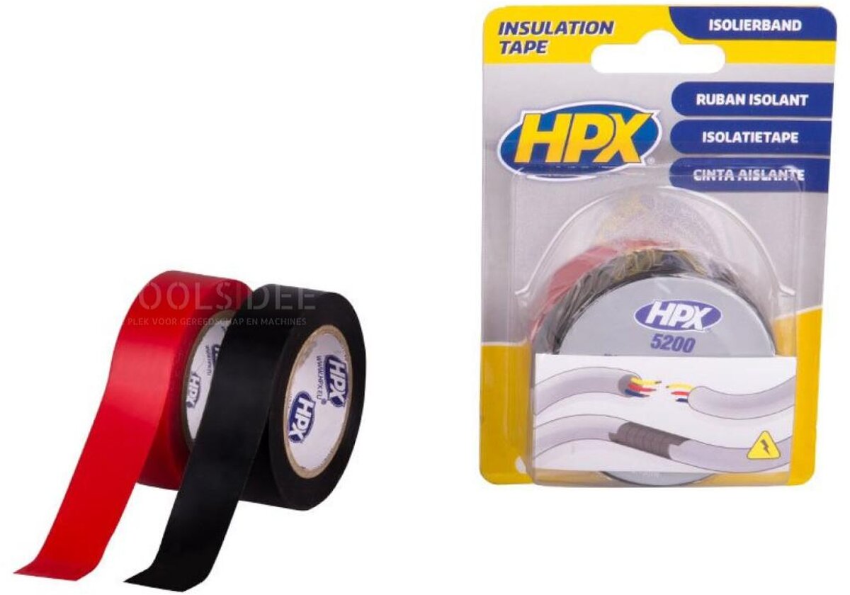 HPX PVC isolasjonstape - svart + rød HPX PVC isolasjonstape - svart + rød