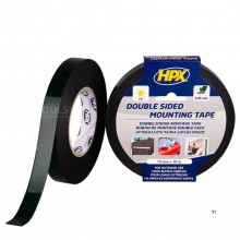 HPX Double sided mounting tape - black 19mm x 10m