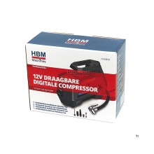 HBM 12 volt bärbar digital kompressor med tillbehör