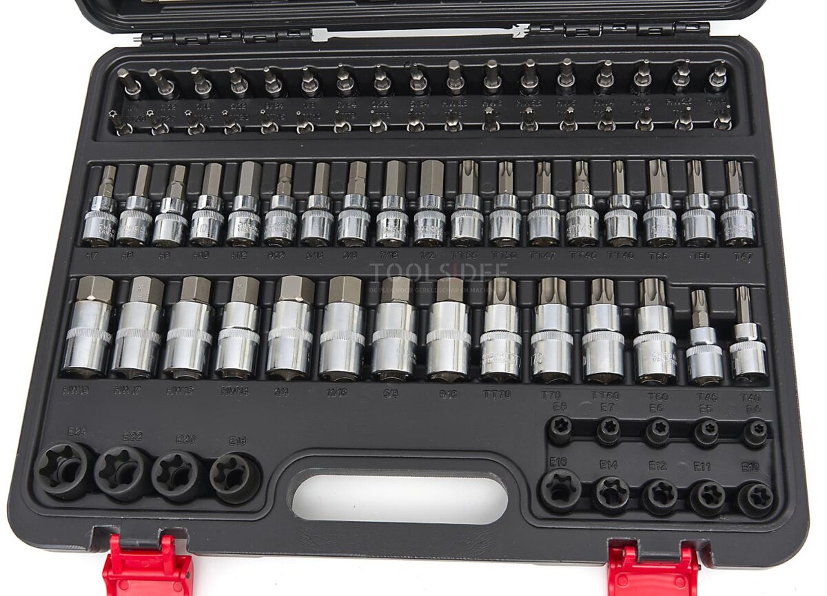 HBM 107-osainen lyhyt ja pitkä MM, tuuman Inbus, Torx, kuusiokantasarja HBM 107-osainen lyhyt ja pitkä MM, tuuman Inbus, Torx, kuusiokantasarja