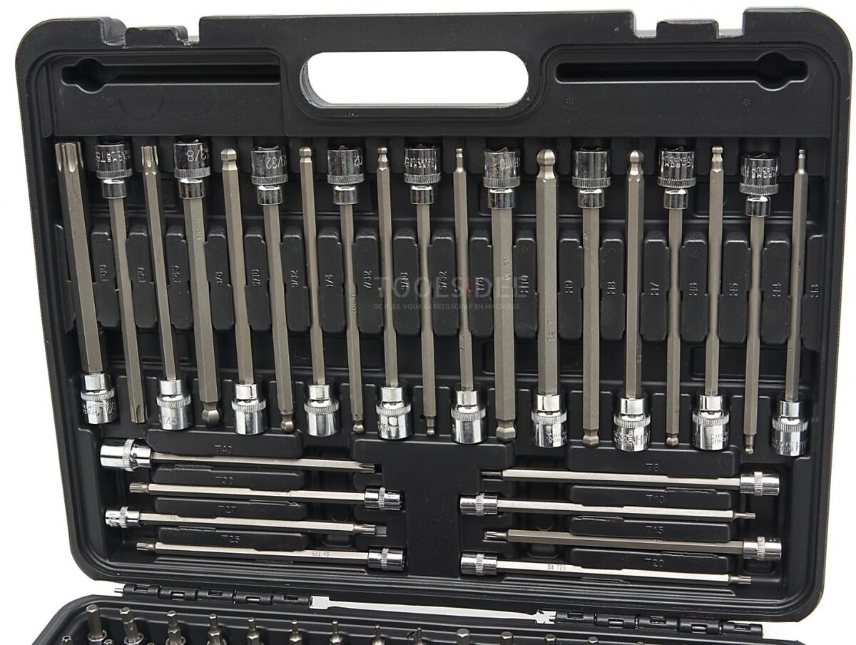 HBM 107-osainen lyhyt ja pitkä MM, tuuman Inbus, Torx, kuusiokantasarja HBM 107-osainen lyhyt ja pitkä MM, tuuman Inbus, Torx, kuusiokantasarja