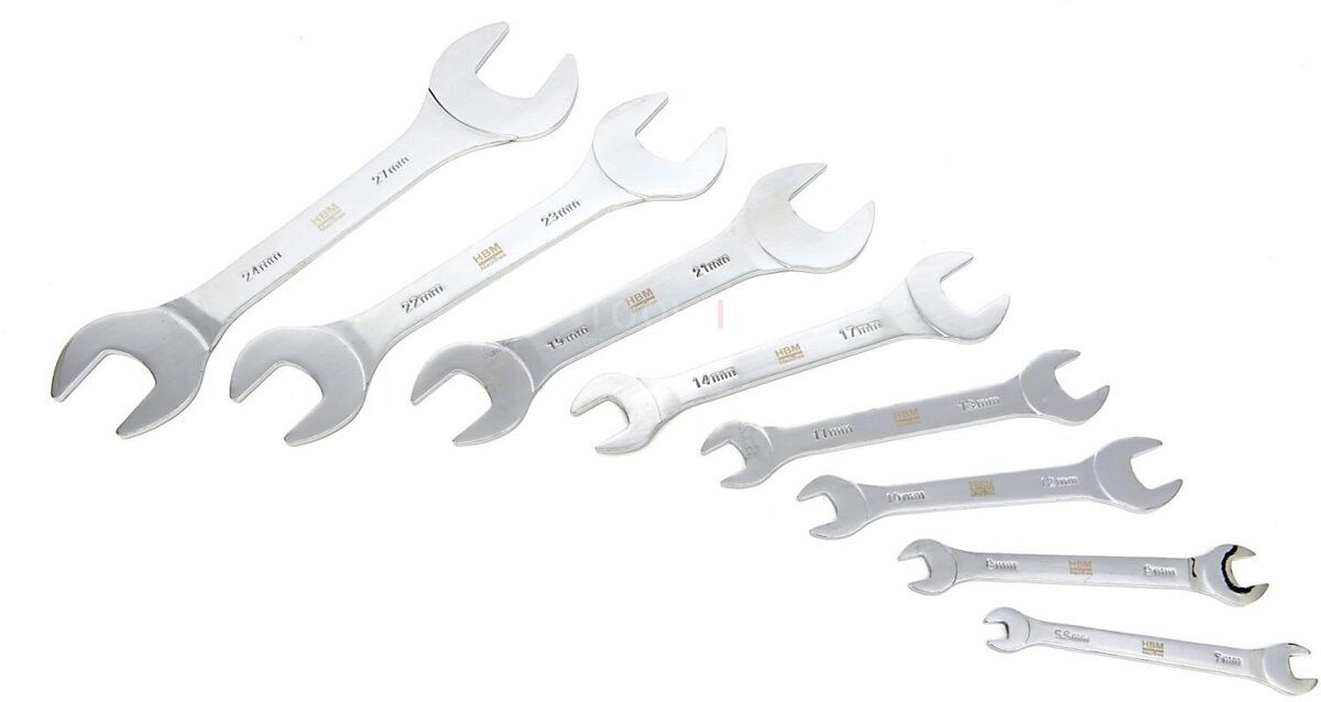 HBM Ekstra flatnøkkelsett 5,5 - 27 mm 8-delt