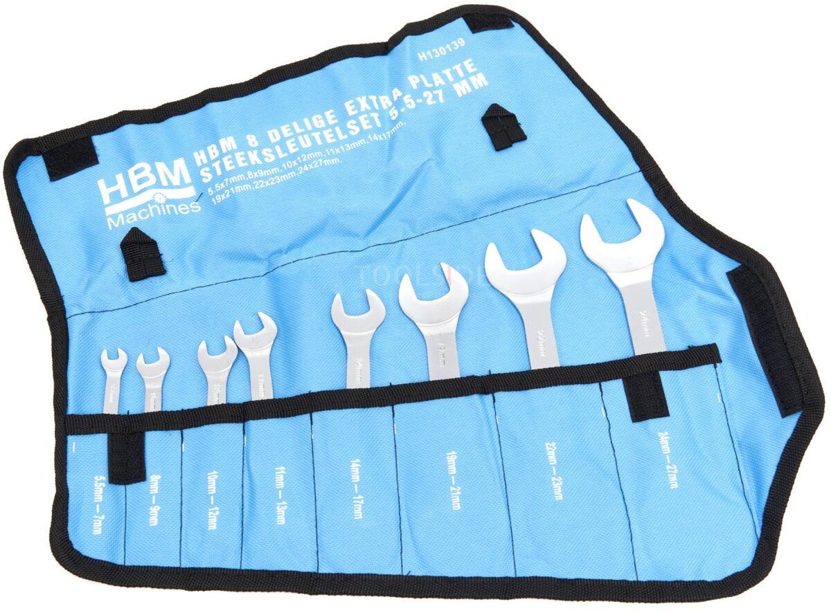 HBM Ekstra flatnøkkelsett 5,5 - 27 mm 8-delt