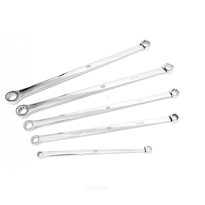 HBM 5 Piece Professional Extra Long Ring Spanner Set 8 - 19 mm.