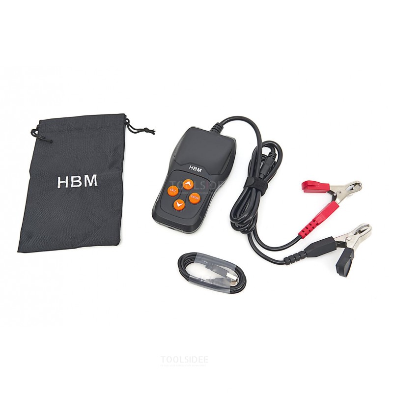 HBM Professional Deluxe Digital 12 Volt Batterie Tester Geeignet für AGM, GEL, NAT und DRY Batterien