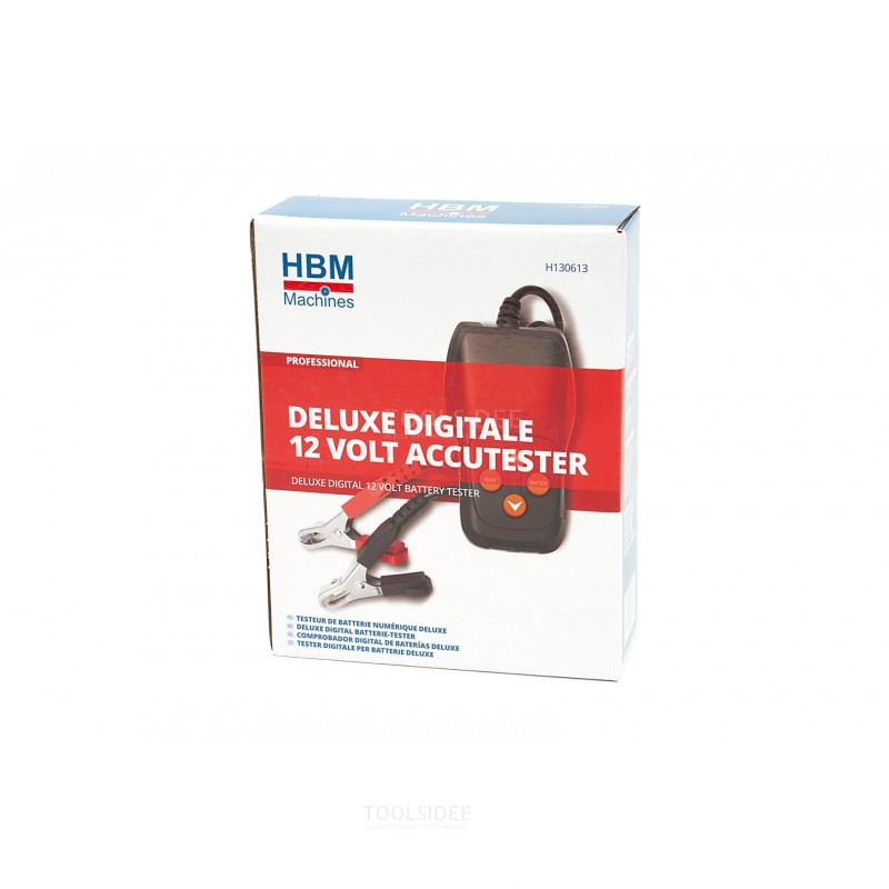 HBM Professional Deluxe Digital 12 voltin akkutesteri, joka sopii AGM-, geeli-, märkä- ja kuivaakuille