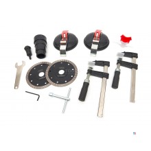 HBM 1400W Stone Incursion Hand Saw Water Cooled With Ruler 3 x 500 mm and 3 Diamond Saw Blades HBM 1400W Stone Incursion Hand Saw Water Cooled With Ruler 3 x 500 mm and 3 Diamond Saw Blades