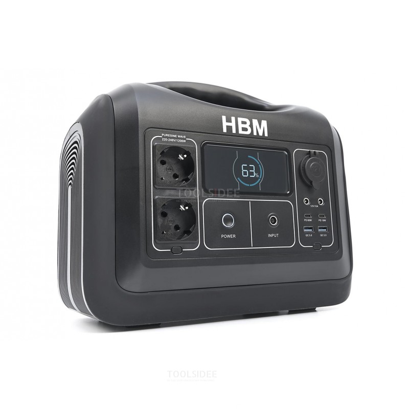 HBM 1200 Watt 230V / 12V Station d'énergie mobile professionnelle