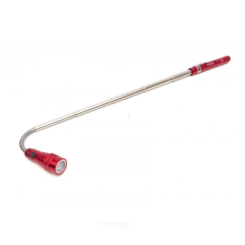 HBM Lampe de poche télescopique à Led avec aimant de ramassage rouge