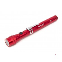 HBM Teleskopisk LED-lommelykt Med Magnet Pick Up Rød