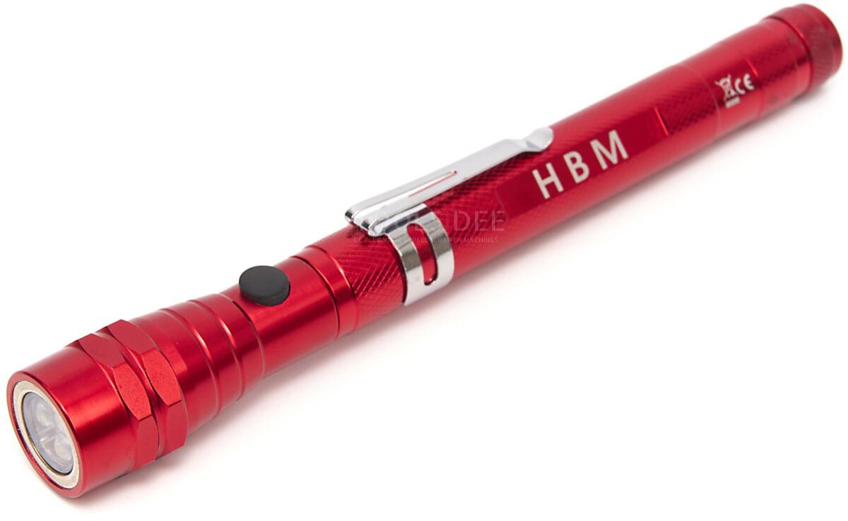 HBM Teleskopisk LED-lommelykt Med Magnet Pick Up Rød