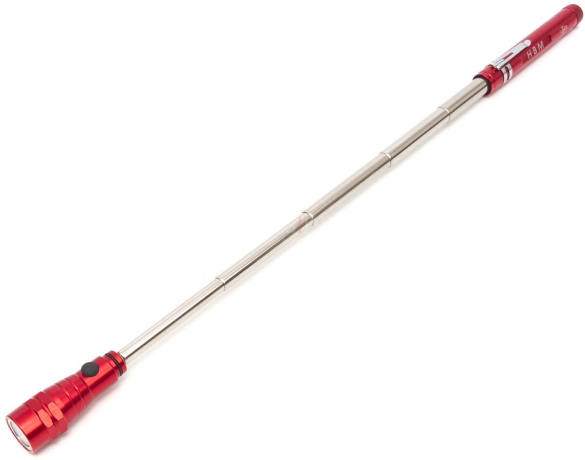 HBM Teleskopisk LED-lommelykt Med Magnet Pick Up Rød