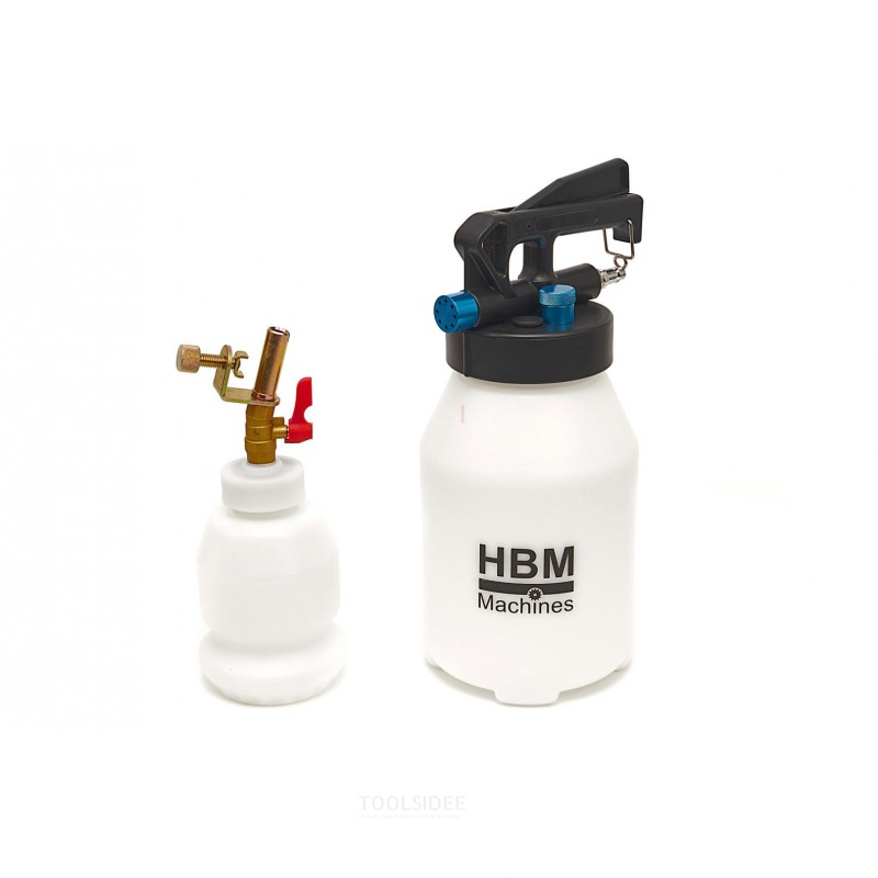HBM Professional Juego de purgador de frenos neumático de 3,5 litros que incluye una botella de recogida de 1 litro
