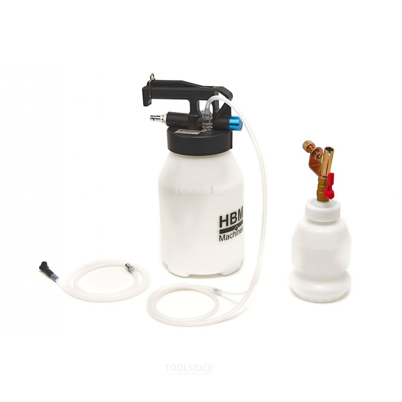 HBM Professional Juego de purgador de frenos neumático de 3,5 litros que incluye una botella de recogida de 1 litro