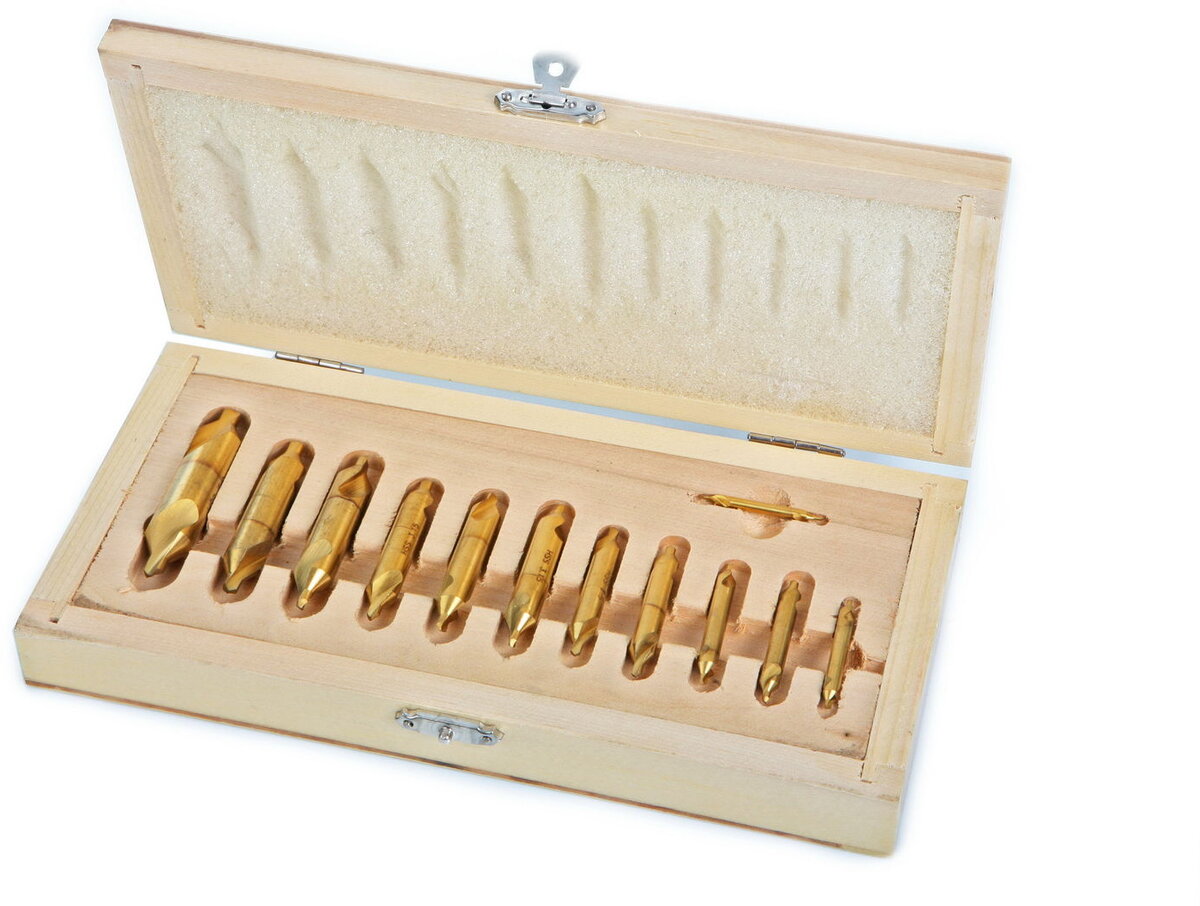 HBM 12-teiliger HSS - Verzinnter Zentrierbohrer-Satz