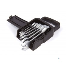 HBM 6-piece short ring, ratchet, open-ended spanner set