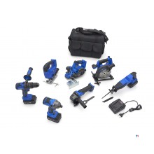 HBM Professionele 7 Delige Combiset 20V 5,0Ah met 3 x 5,0 Ah Accu in Stevige Opbergtas HBM Professionele 7 Delige Combiset 20V 5,0Ah met 3 x 5,0 Ah Accu in Stevige Opbergtas