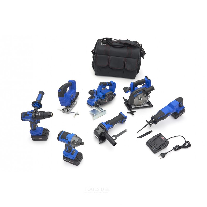 HBM Professional 7 Piece Combi Set 20V 5.0Ah with 3 x 5.0 Ah Battery in Sturdy Storage Bag