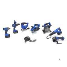 HBM Professionele 7 Delige Combiset 20V 5,0Ah met 3 x 5,0 Ah Accu in Stevige Opbergtas HBM Professionele 7 Delige Combiset 20V 5,0Ah met 3 x 5,0 Ah Accu in Stevige Opbergtas