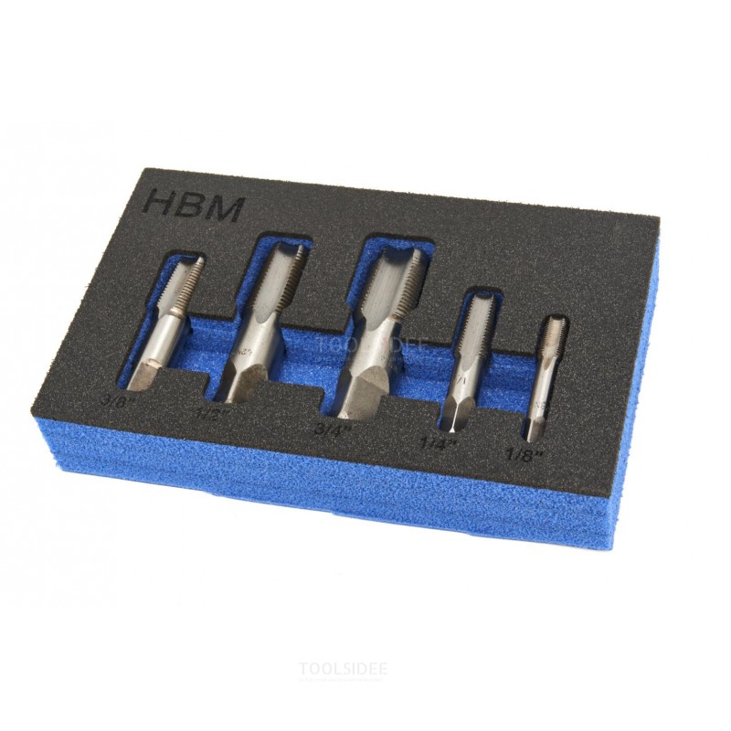 HBM NPT tap set for pipes and tubes 5-piece