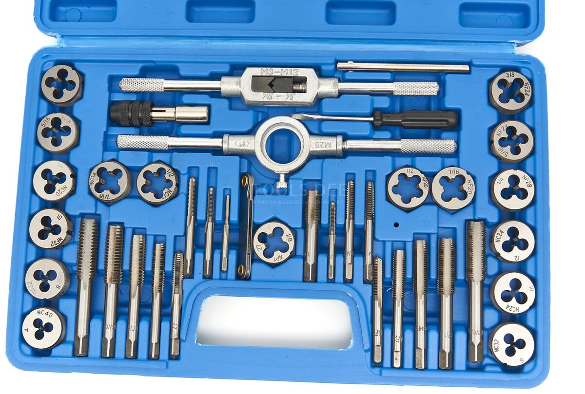 HBM kran og skjæresett UNC / UNF størrelser 40 deler