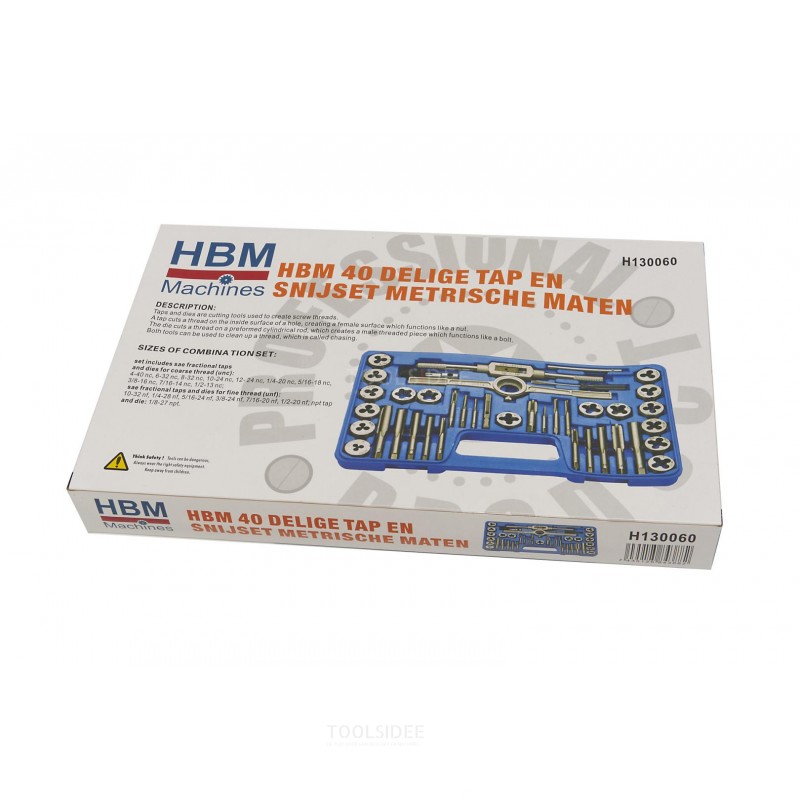 HBM tap and cutting set UNC / UNF sizes 40-piece