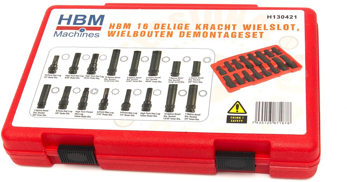 HBM power wheel lock, wheel bolts disassembly set 16-piece
