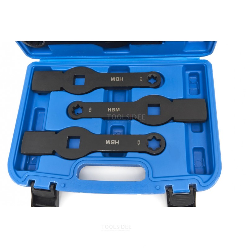 HBM impact ring wrench set 12 side for E-profile and Torx 5-piece