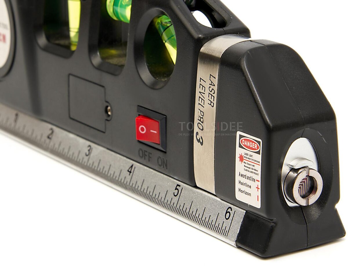 HBM spirit level with laser and integrated tape measure 250 cm