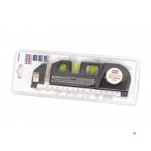 HBM spirit level with laser and integrated tape measure 250 cm